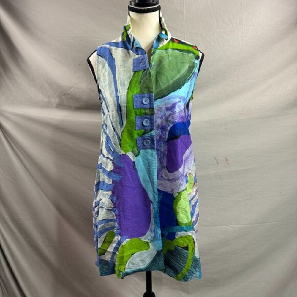 Claire Desjardins Abstract Sleeveless Blouse XS